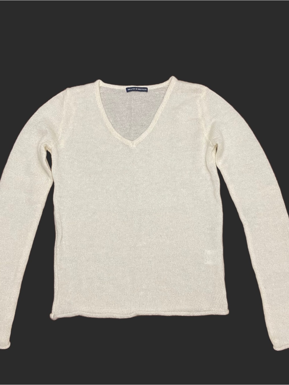 Brandy Mellville Cream V-Neck Mohair & Wool Sweater
